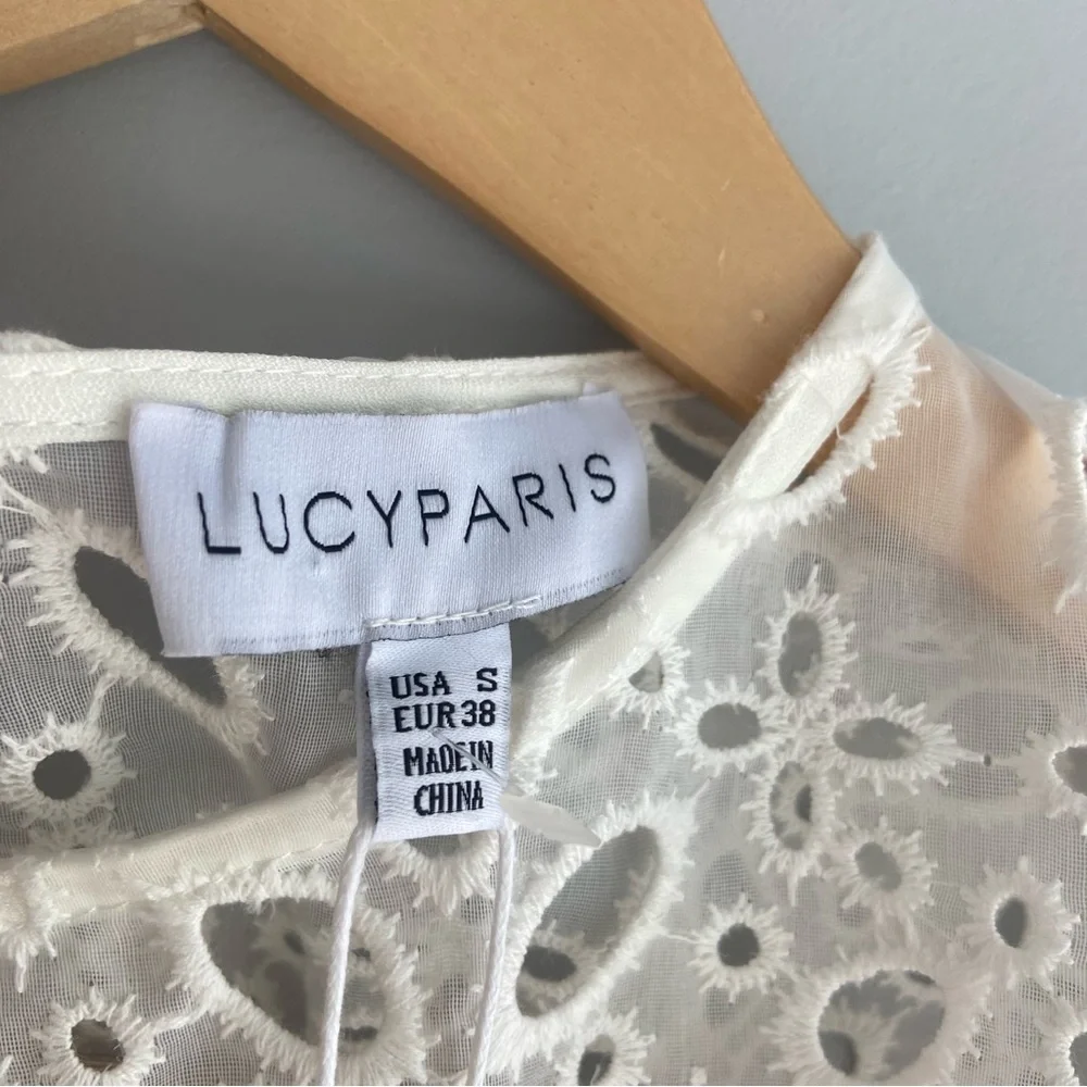 Lucy Paris Faith Cut Out White Eyelet Lace Mini Dress - Picture 3 of 12